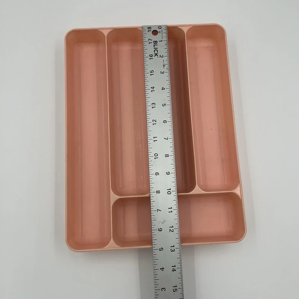 Vintage Lustro-ware Plastic Cutlery‎ 5 drawer Kitchen organizer dusty Pink Retro